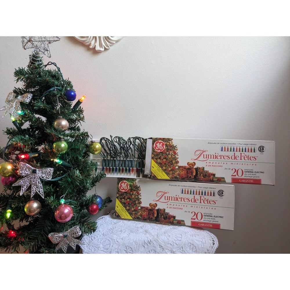Vintage GE Christmas Lights Set of 2 Boxes 20 Multicolor Mini Lights Untested